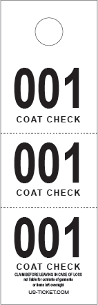 3 Part Coat Check Ticket