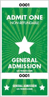 Admit One General Admission Roll Ticket - 2 Part Style